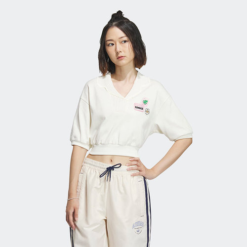 Adidas阿迪达斯正品三叶草女士时尚运动短袖POLO衫IW6299