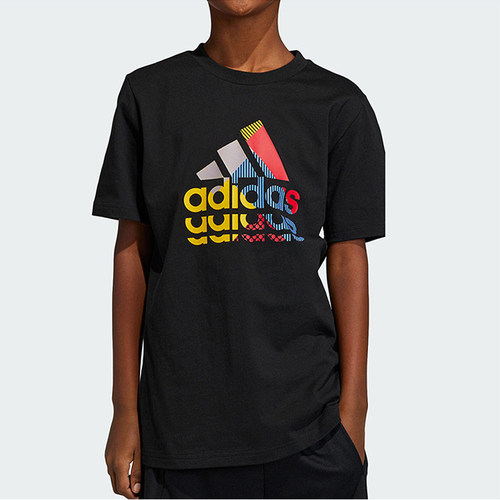 Adidas阿迪达斯儿童透气圆领休闲短袖IB9136
