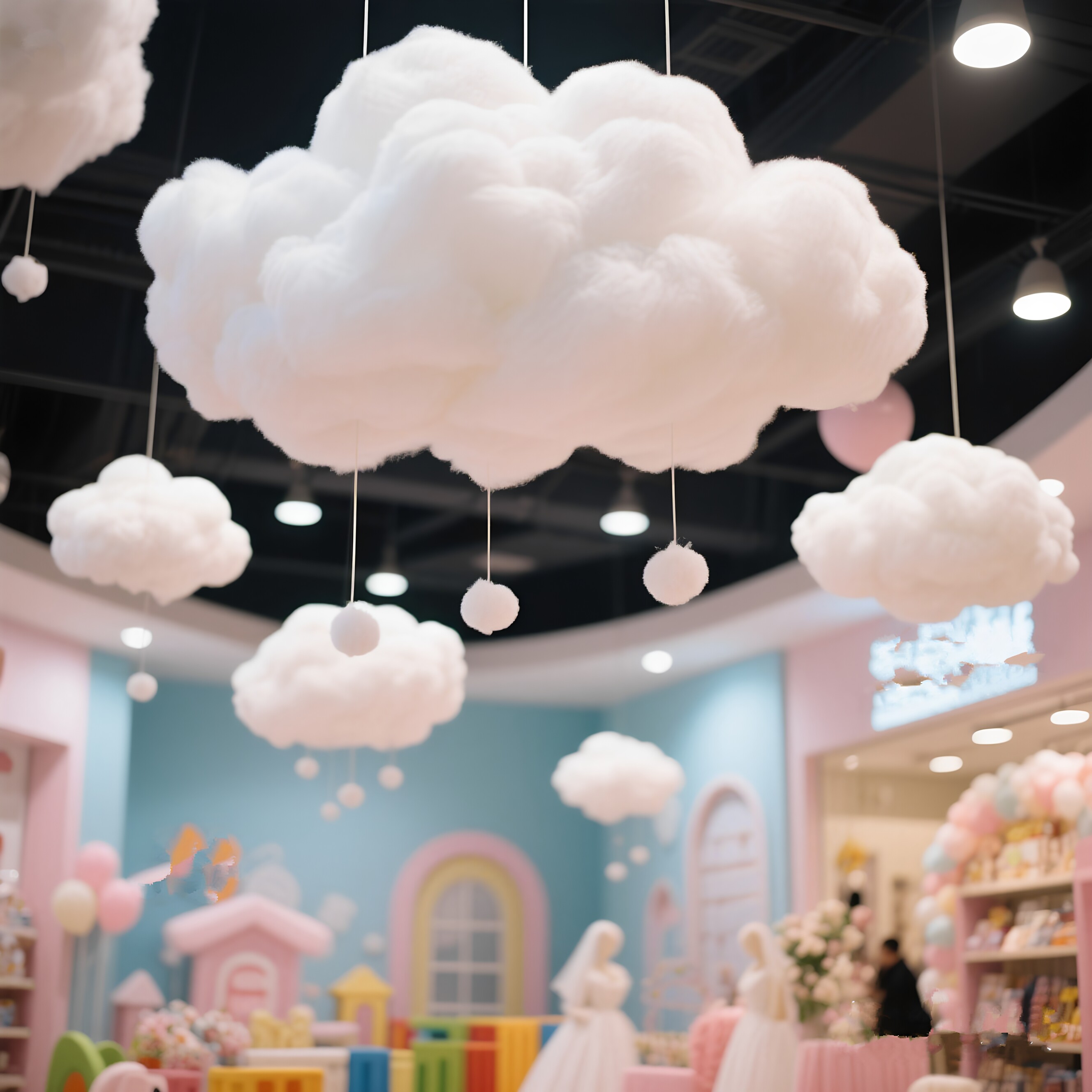 仿真云朵装饰棉花造景幼儿园学校立体云朵吊饰手工环创意棉花道具
