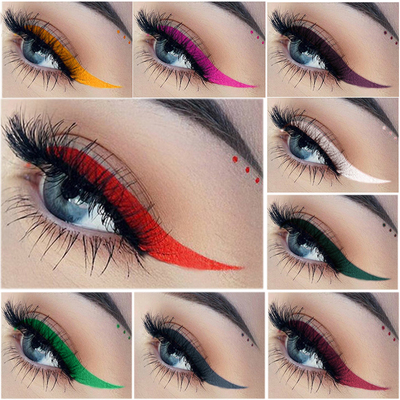 潮流新品Matte Color Eyeliner彩色眼线液笔 cosplay哑光蓝色橘色