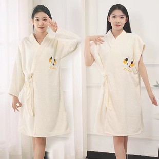 系带浴袍睡袍吸水速干浴巾不掉毛柔软舒适成人裕裙 可穿式 新款 时尚