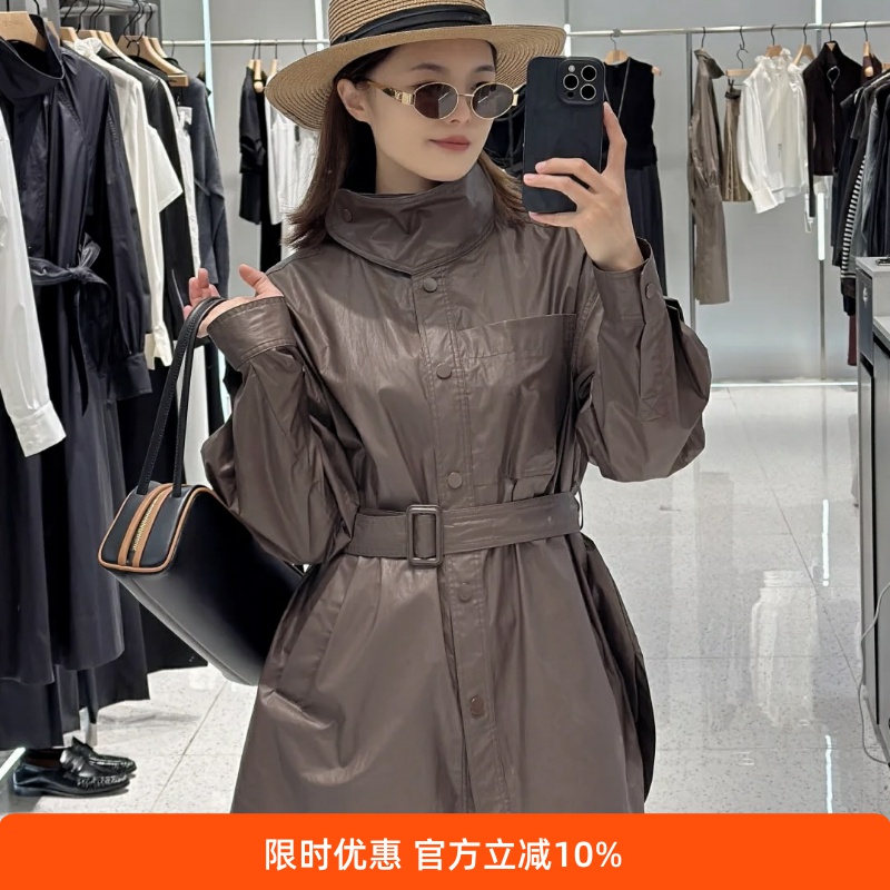 秋季新款休闲宽松中长风衣外套女
