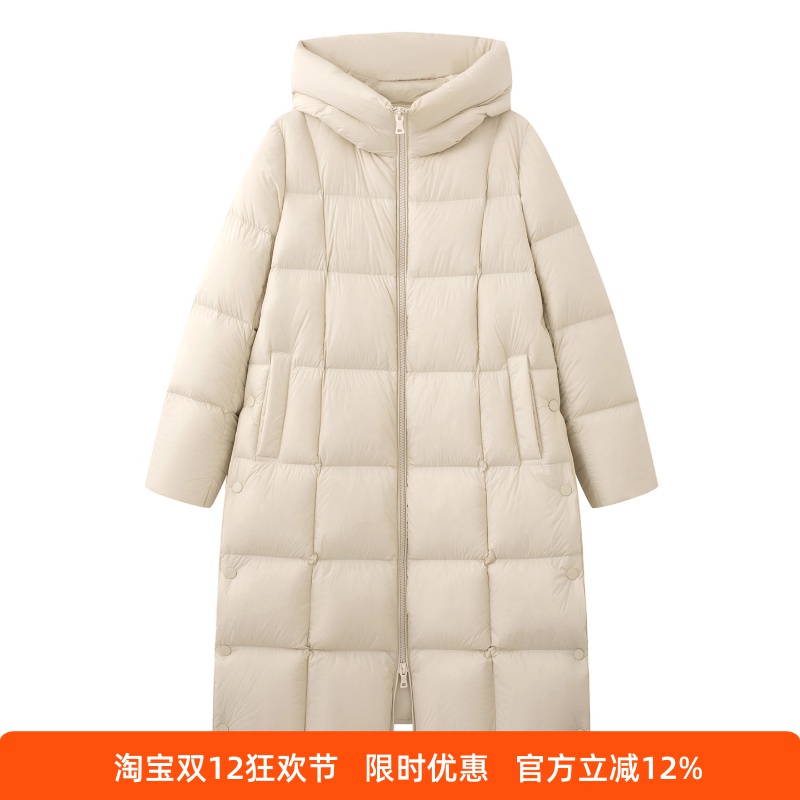 冬装中长款连帽羽绒服外套