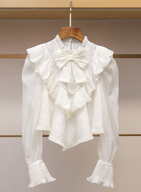 2026早春新品拉菲不规则下摆宫廷风飞欧根纱绣花姆上衣26C01SB216