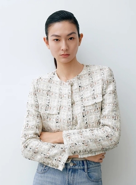 ariosec艾诺丝女神官方旗舰店2026春小香风粗花呢短外套BR101181