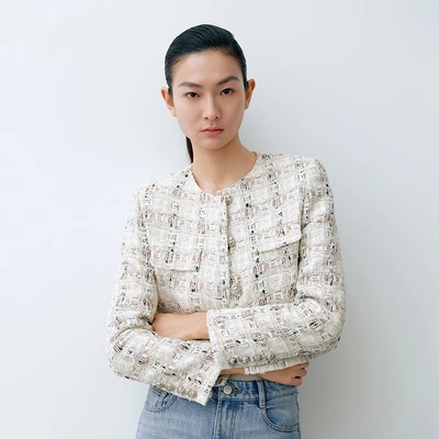 小香风粗花呢短款外套上衣女