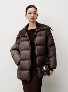 ariosec艾诺丝女神官方旗舰店2025冬新款针织翻领羽绒服AR004005