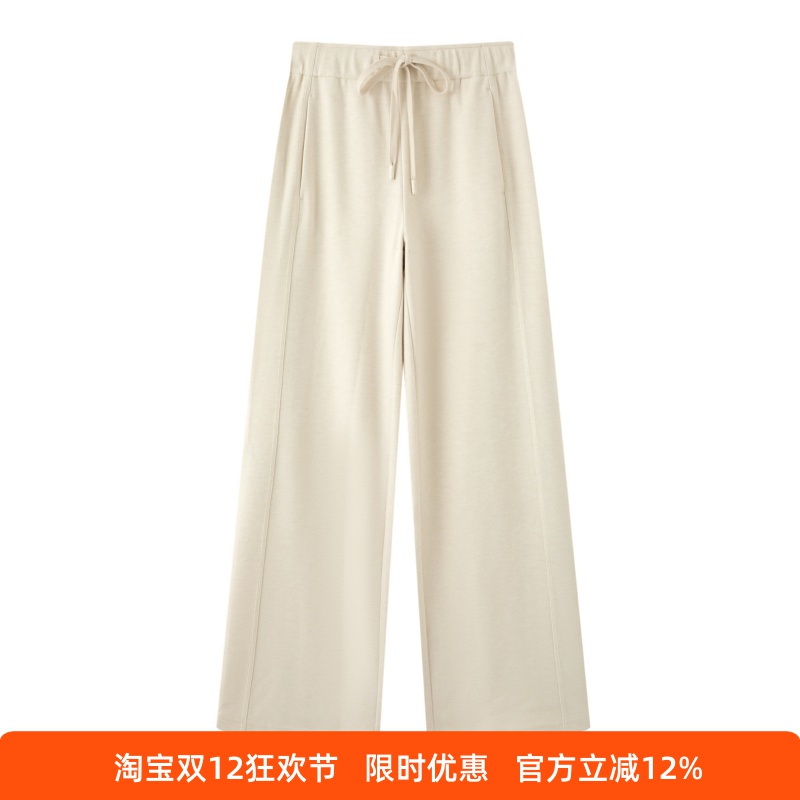 2025秋款高腰直筒抽绳休闲裤女