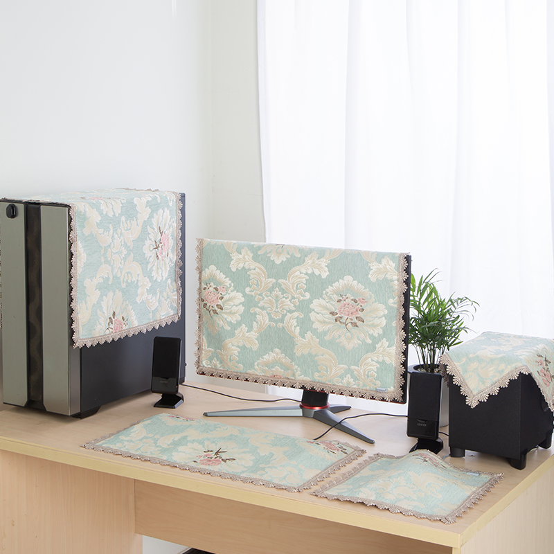 欧式键盘显示屏14寸电脑防尘罩主机鼠标音箱响布艺装饰盖布蒙布套
