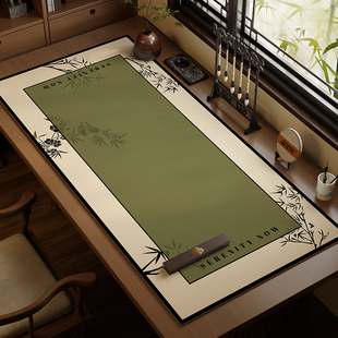 新中式花鸟毛毡垫禅意羊毛桌垫小学生毛笔书法专用桌布书画桌旗布