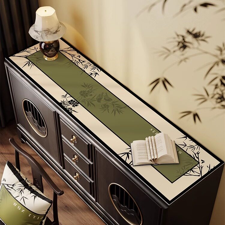 新中式鞋柜台面桌垫防水桌布电视柜保护盖布餐柜防尘免打理垫子