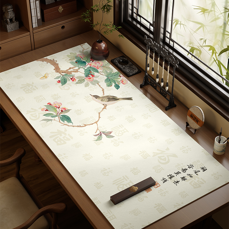花鸟中式毛毡桌布书法垫案台专用防墨桌垫国风书房毛笔练字保护垫