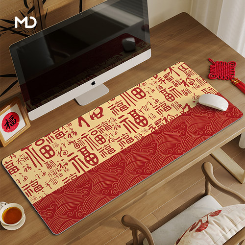 国潮皮革鼠标垫超大号电脑桌垫老板办公室桌面键盘书桌垫桌布防水