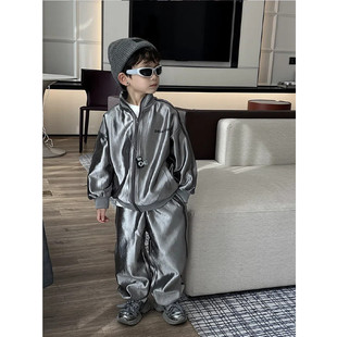 全棉纯棉超酷炸街套装男童酷帅街舞外套春装男孩运动中大童儿童潮