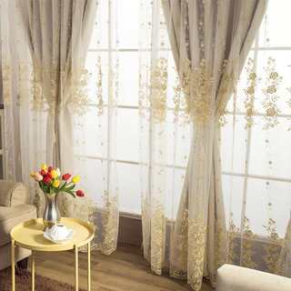 简约现代玫瑰刺绣窗纱纯色全遮光窗帘卧室客厅飘窗婚房定制成品