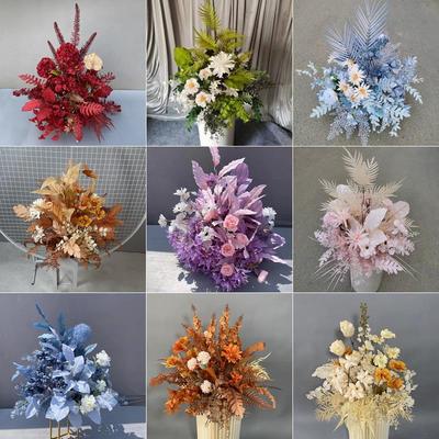 新款婚庆路引花合集婚礼布置装饰仿真花艺舞台背景迎宾排花T台