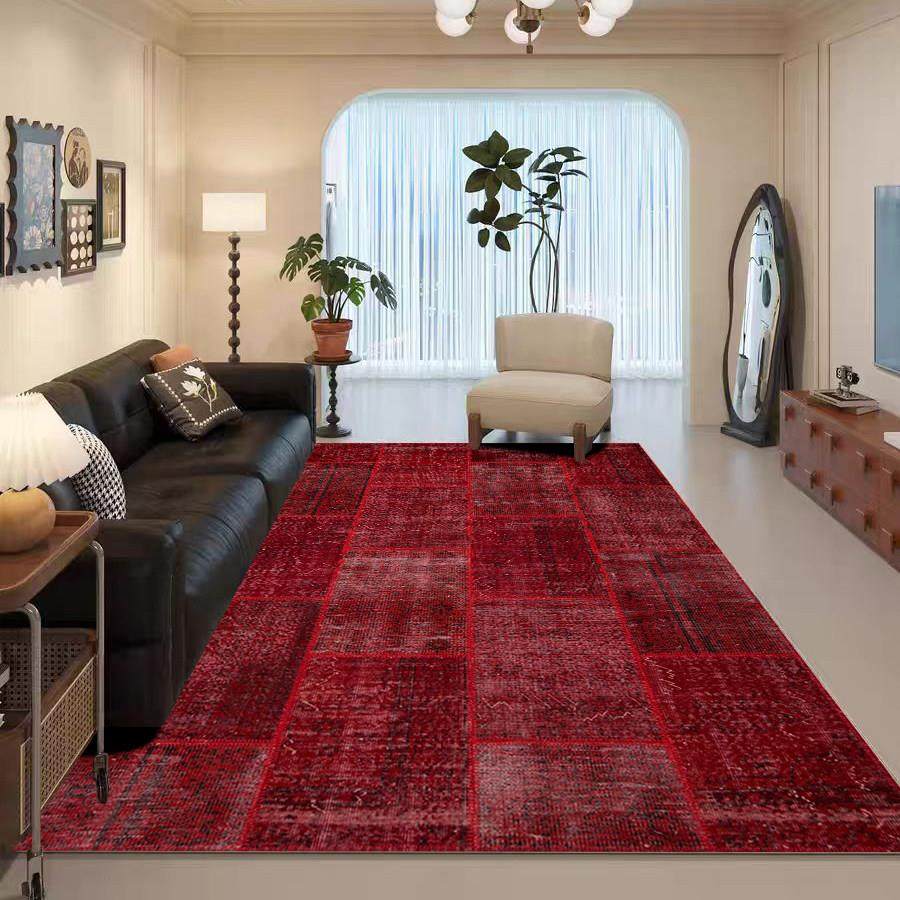 中古风客厅地毯复古民族风红色轻奢高级感大面积满铺家用卧室地垫,居家布艺,地毯,淘宝优惠券,粉丝福利购,淘宝优惠卷