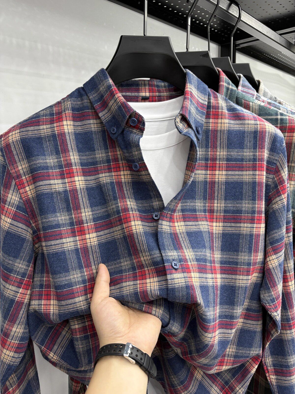 倍感舒适！纯棉磨毛衬衫男长袖秋季新款商务休闲全棉宽松格子衬衣