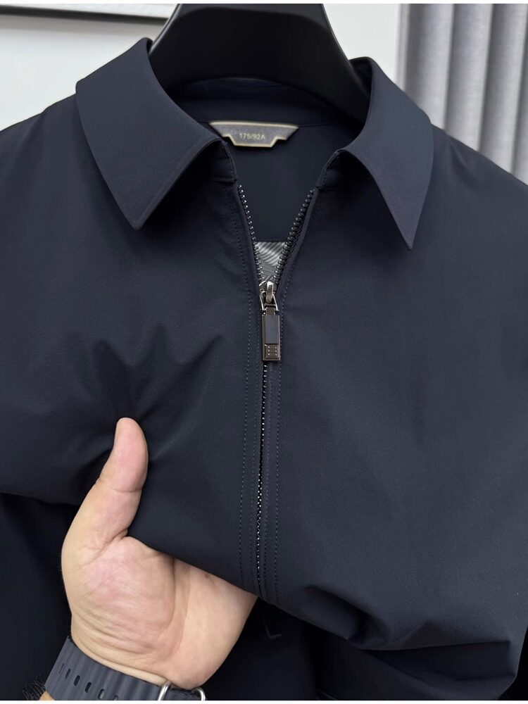 行政商务风！抗皱免烫！纯色翻领夹克男新款春秋季简约透气外套