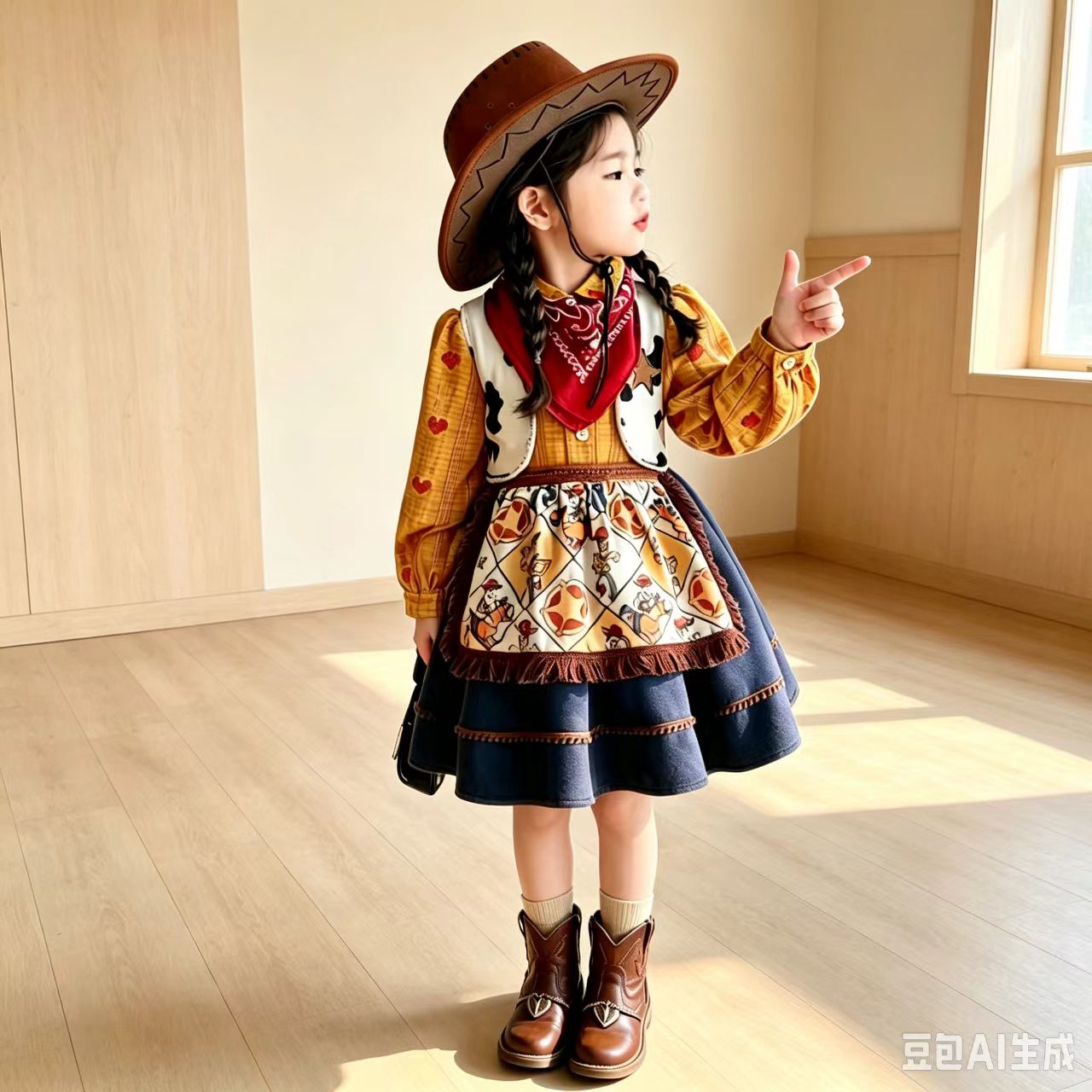 儿童胡迪牛仔很忙连衣裙秋季新款女童玩具总动员演出COS表演服