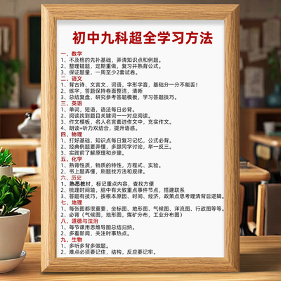初中九科学习方法摆件初中学生书桌座右铭励志思路整理7寸A4相框