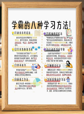 学霸的学习方法摆件初中小学生书桌座右铭励志思路整理7寸A4相框