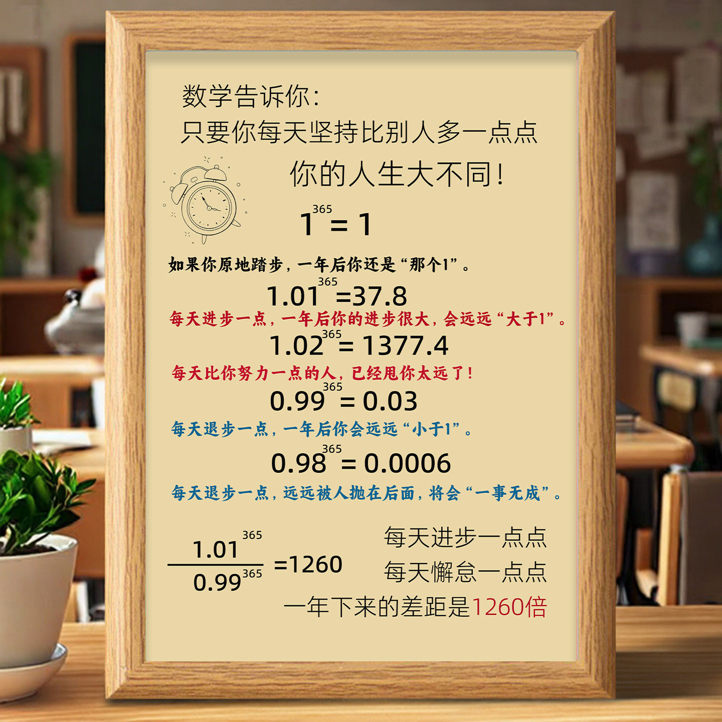 中小学生每天进步一点点鼓励孩子学生自律励志字画相框摆台摆件礼,家居饰品,桌面摆台画,淘宝优惠券,粉丝福利购,淘宝优惠卷