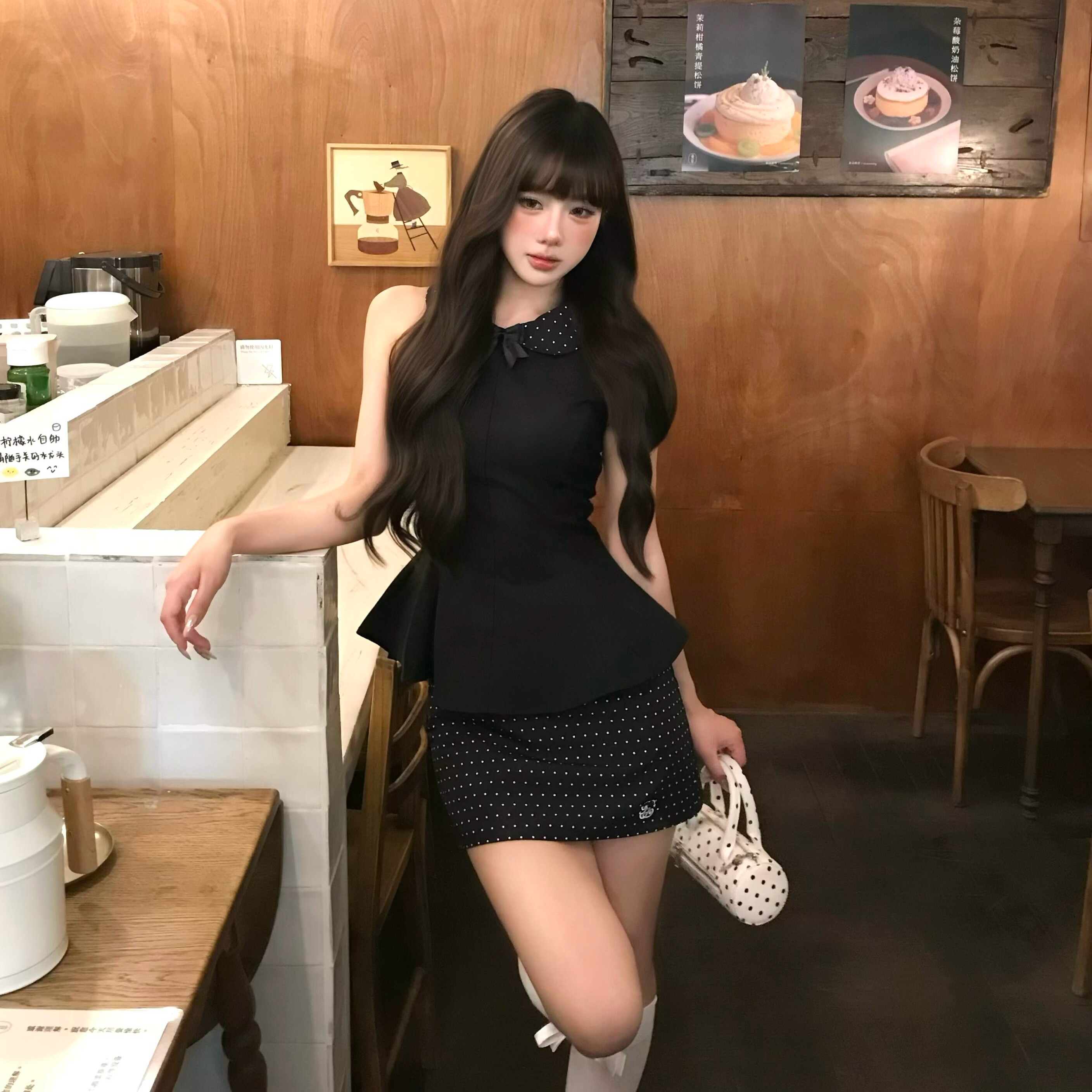 夏季纯欲穿搭无袖蝴蝶结