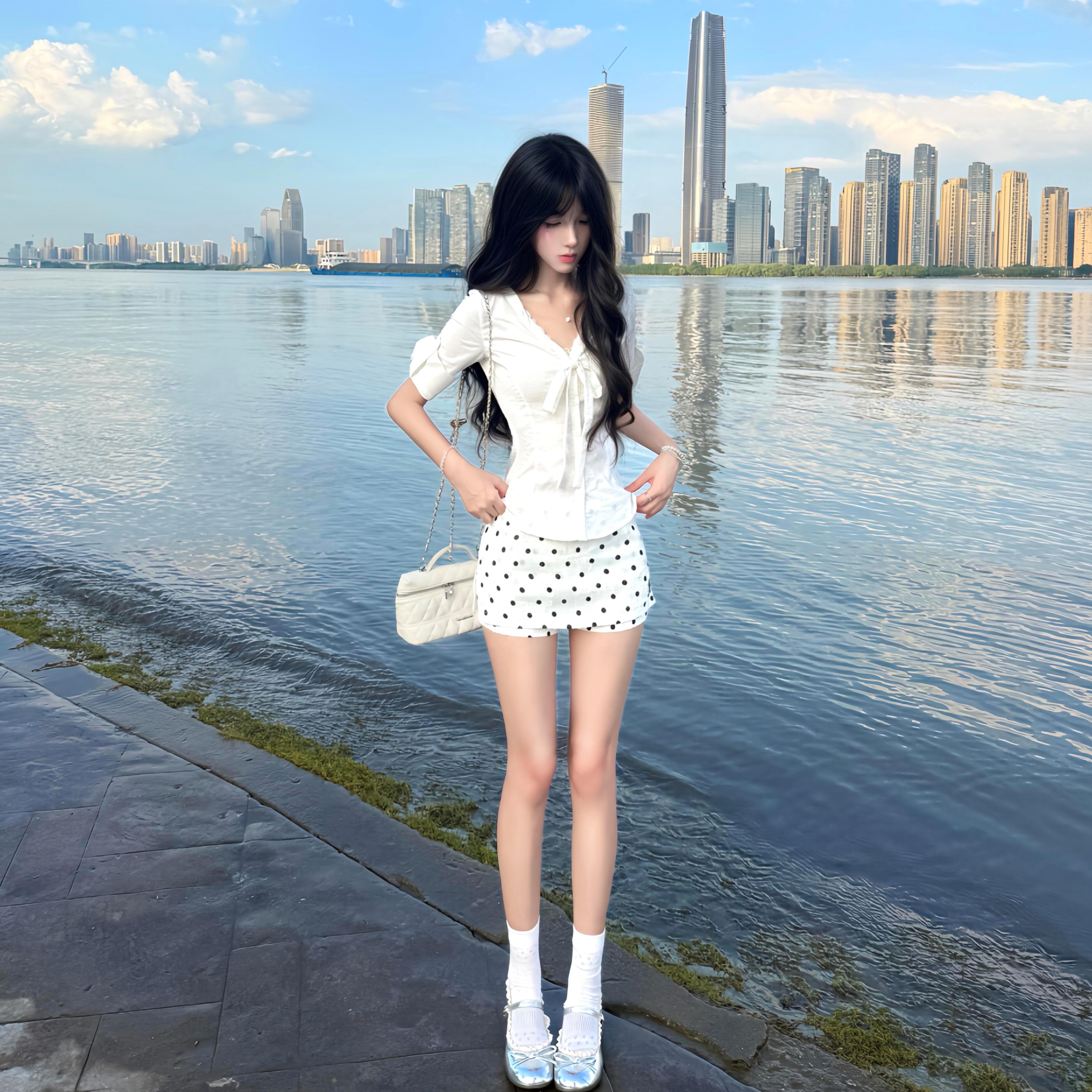 韩系辣妹套装女夏日轻熟V