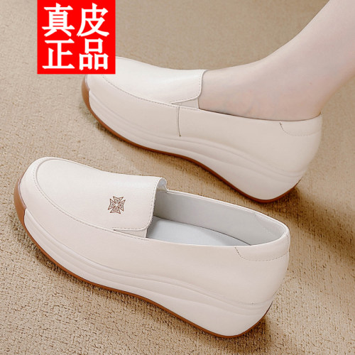 品牌断码特价真皮厚底不累脚护士鞋2025新款舒适轻便防滑软底女鞋
