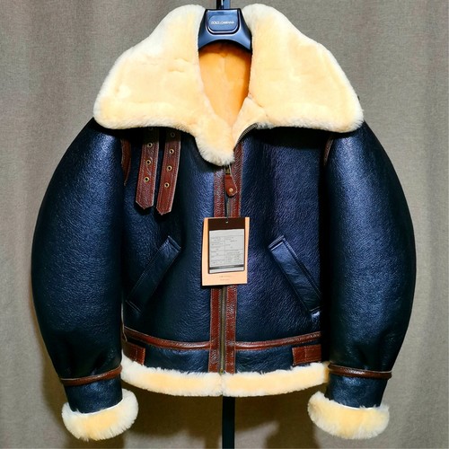 西班牙美利奴B3皮毛一体复古夹克