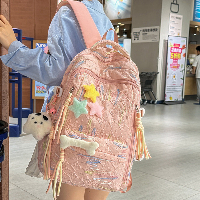高颜值书包女初中生韩版森系大容量背包高中小学生时尚轻便双肩包