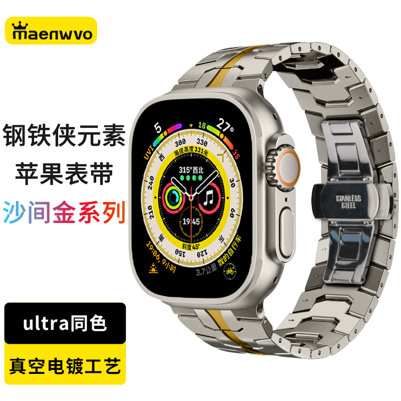 iwatch钢铁侠流水沙间金表带