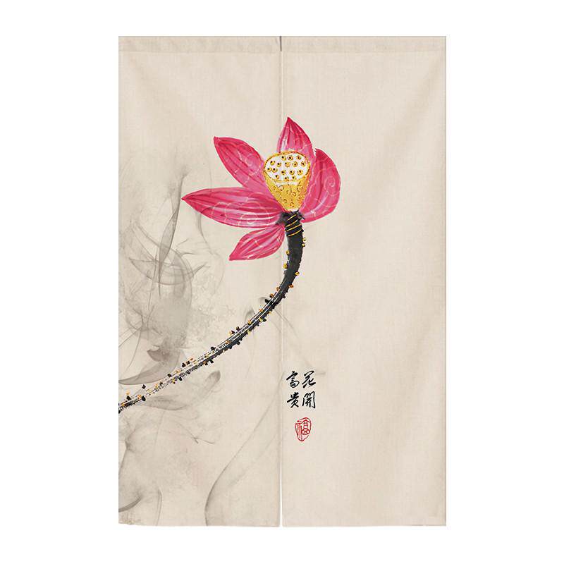 中式门帘卧室家用布帘厨房免打孔遮挡挂帘入户半帘卫生间隔断帘子