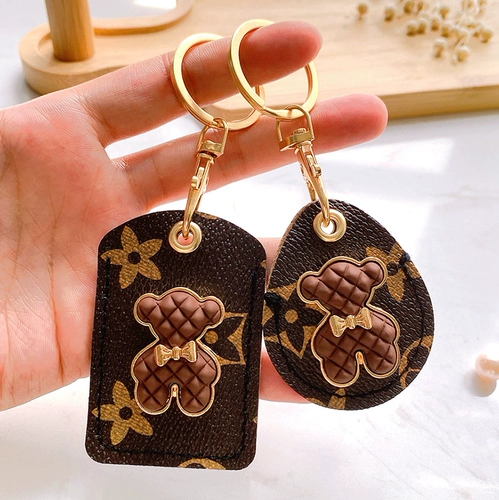 Прямоугольный креативный картхолдер, маленький защитный чехол для карты, брелок, с медвежатами