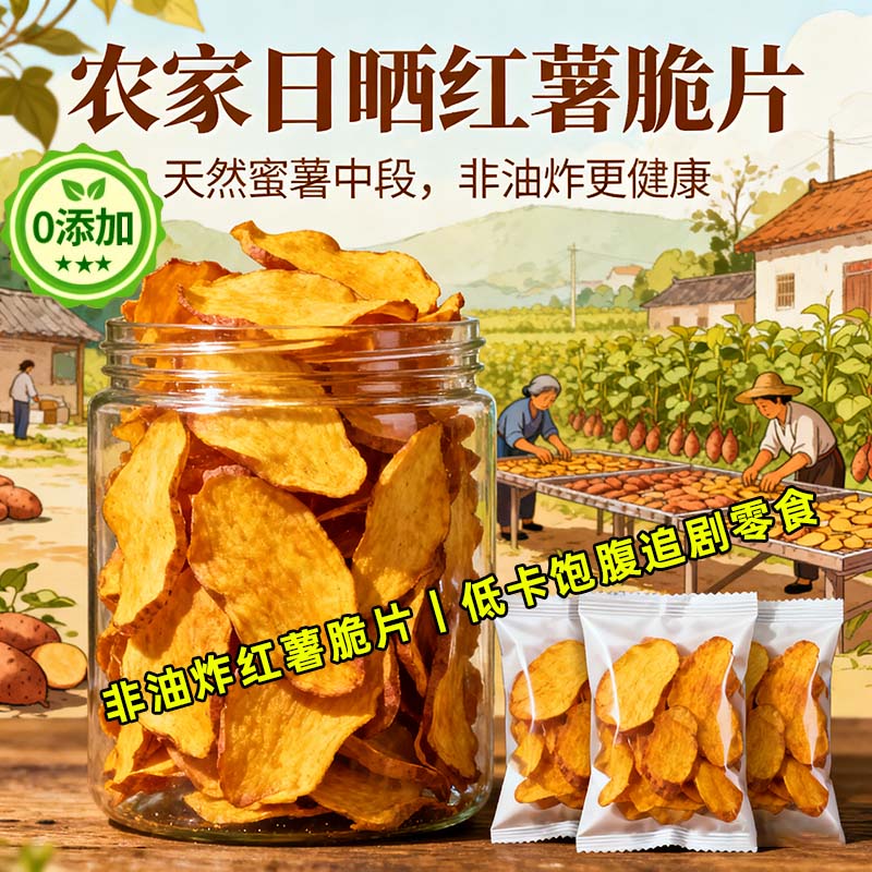 央妈推荐纯红薯脆片原切香脆红薯片原味纯手工无糖无添加农家特产
