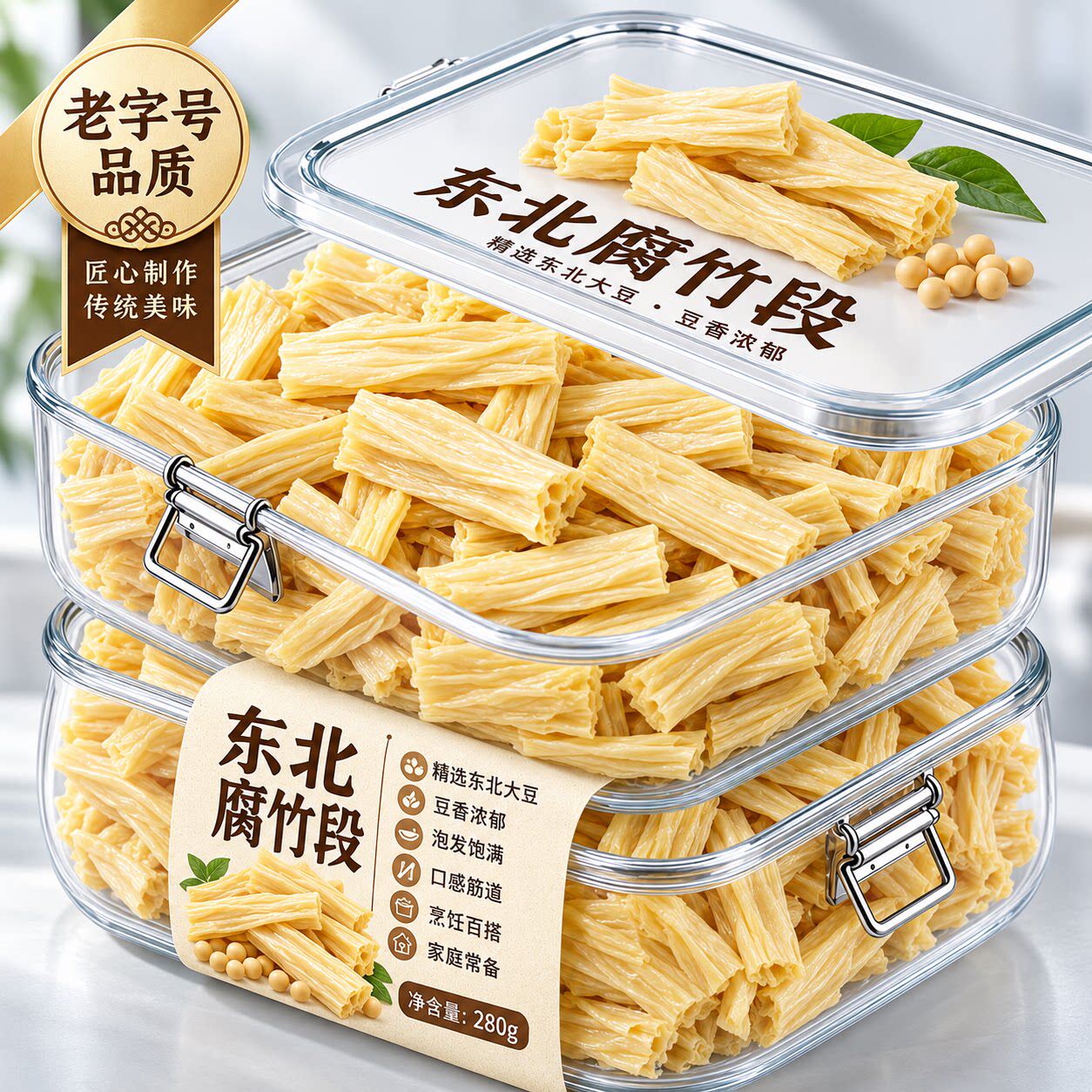 腐竹罐装涮火锅食材头层手工原浆腐竹段黄豆制品凉拌豆腐皮旗舰店
