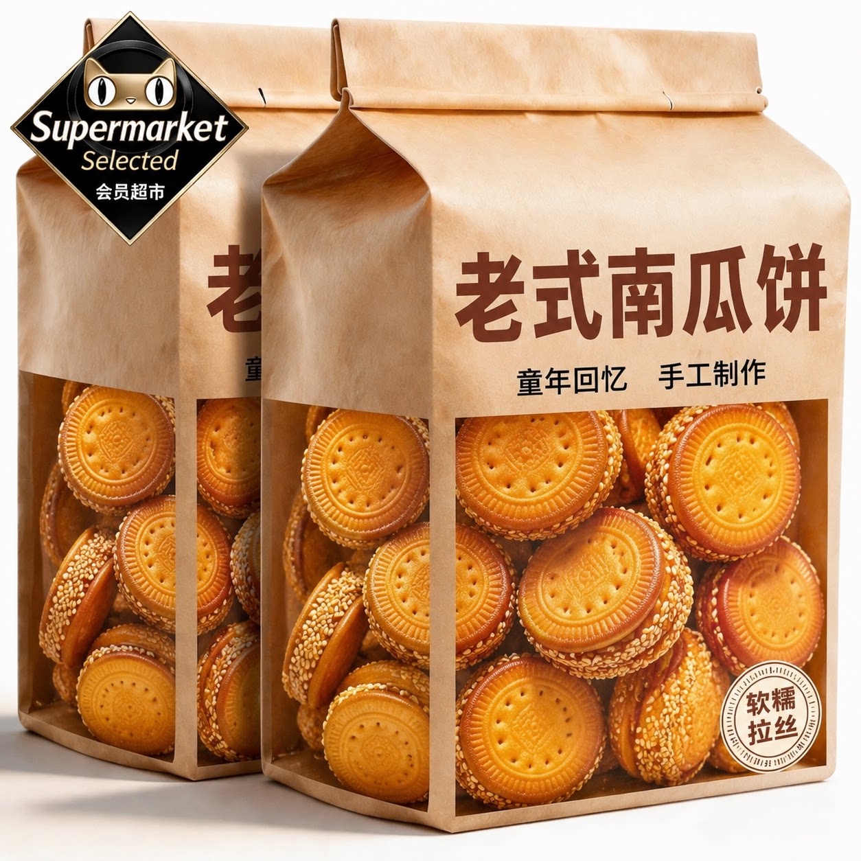 老式南瓜饼官方旗舰店油炸即食无添加糕点芝麻早餐零食休闲小吃