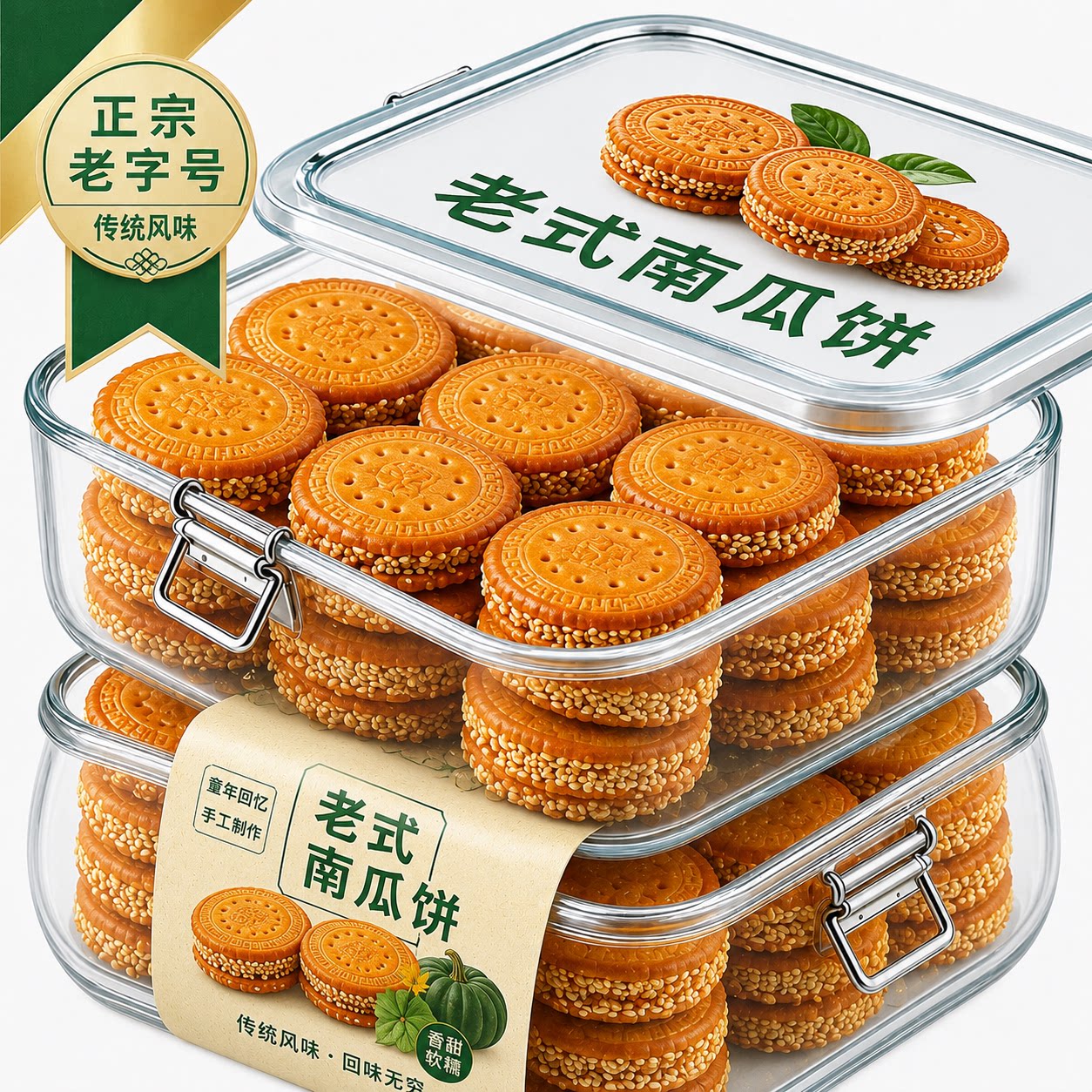 老式南瓜饼官方旗舰店油炸即食无添加糕点芝麻早餐零食休闲小吃