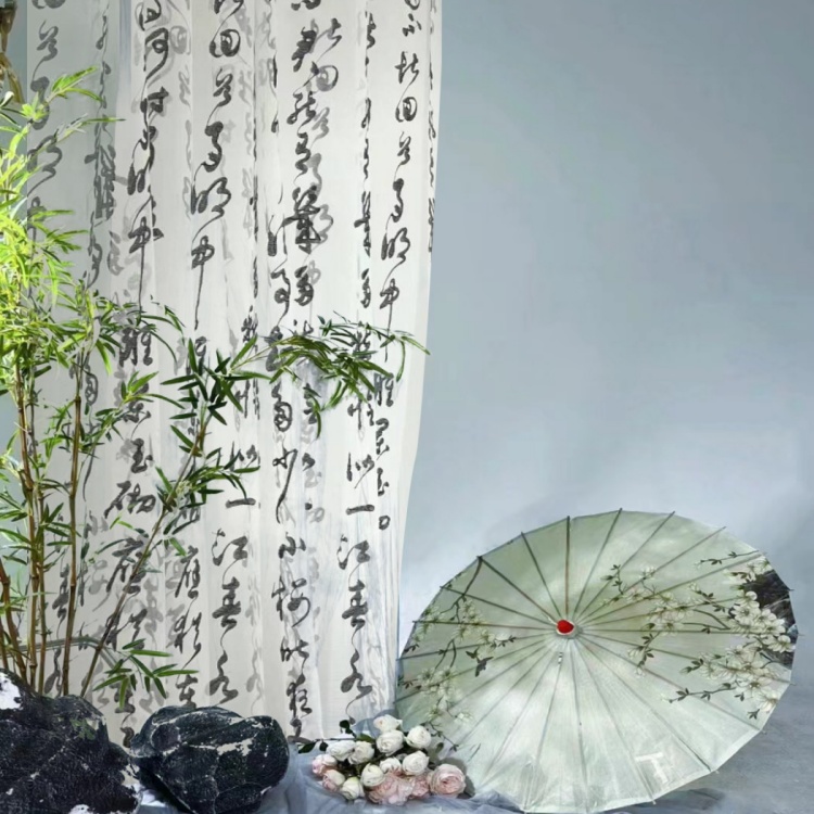 书法纱幔古风背景布书法油纸伞汉服拍照氛围道具桌布国风场景布置