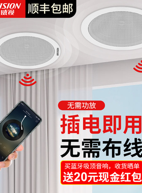 海康威视店铺无线蓝牙吸顶音响嵌入式喇叭家用背景音乐吊顶音箱