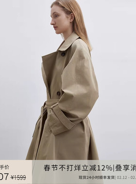 PLANITES 24SS vol.1 卡其色印度进口棉廓形大后摆中长款风衣外套