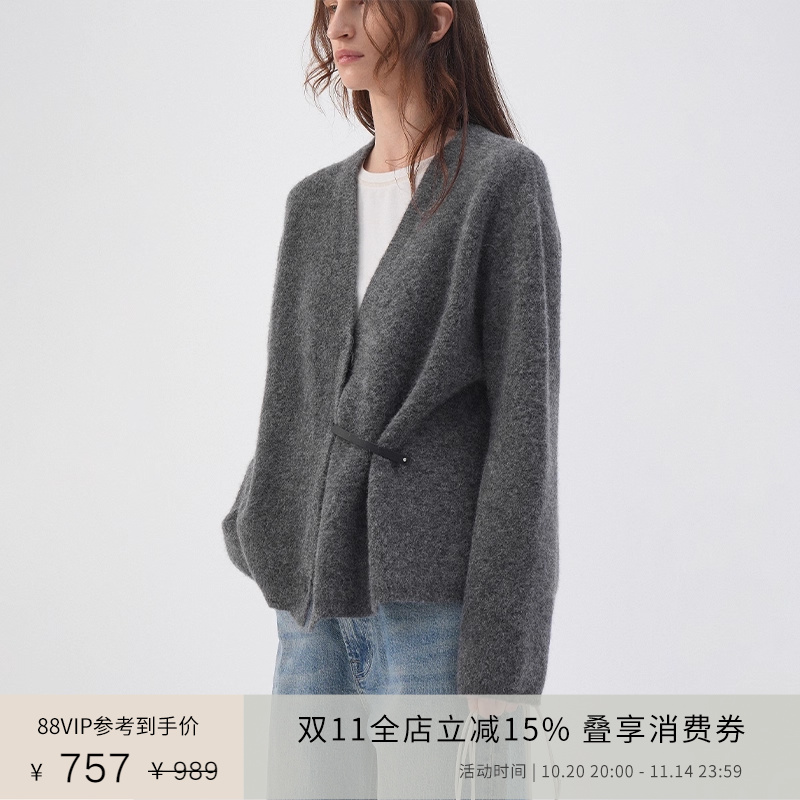PLANITES羊驼毛开衫v领针织衫