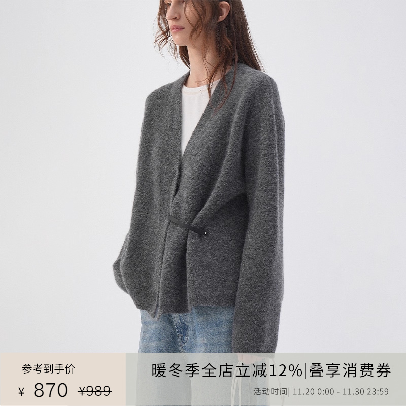 PLANITES羊驼毛开衫v领针织衫