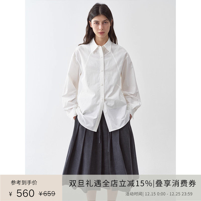 pl纯棉肌理感褶皱衬衫