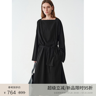 PLANITES 绑带方领连衣裙 vol.20 垂感醋酸莫代尔混纺