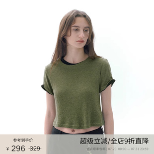 PLANITES T恤上衣 24SS 澳毛天丝混纺软糯亲肤圆领短款