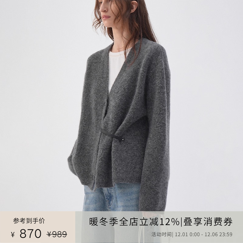 PLANITES羊驼毛针织开衫V领