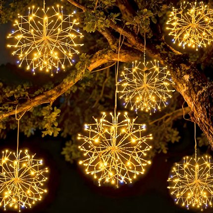 LED爆炸烟花灯春节挂树灯户外防水装饰灯蒲公英造型亮化氛围灯