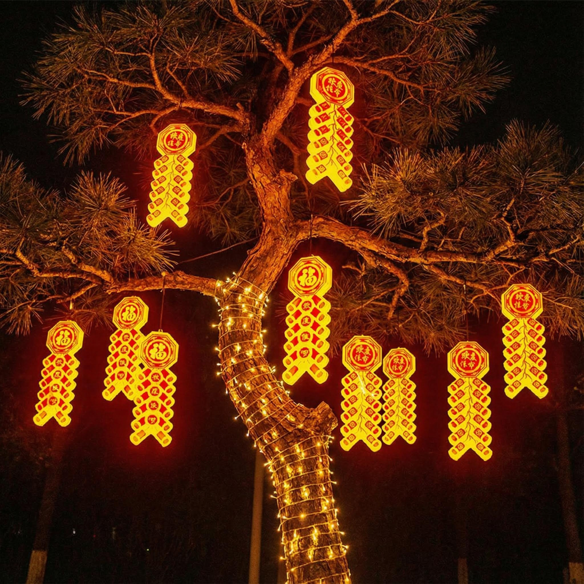 春节LED鞭炮灯户外防水挂树灯